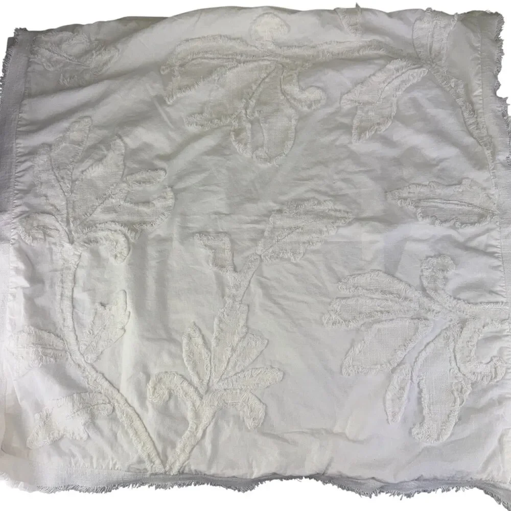 Pottery Barn Pillow Sham Square White Cotton‎ Textured 28